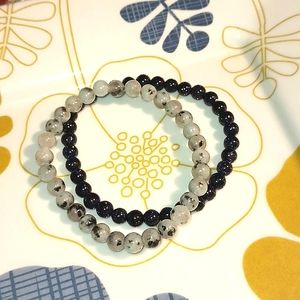 INDIGO HEALS 6MM SEMIPRECIOUS BLUE GOLDSTONE SET OF BRACELETS